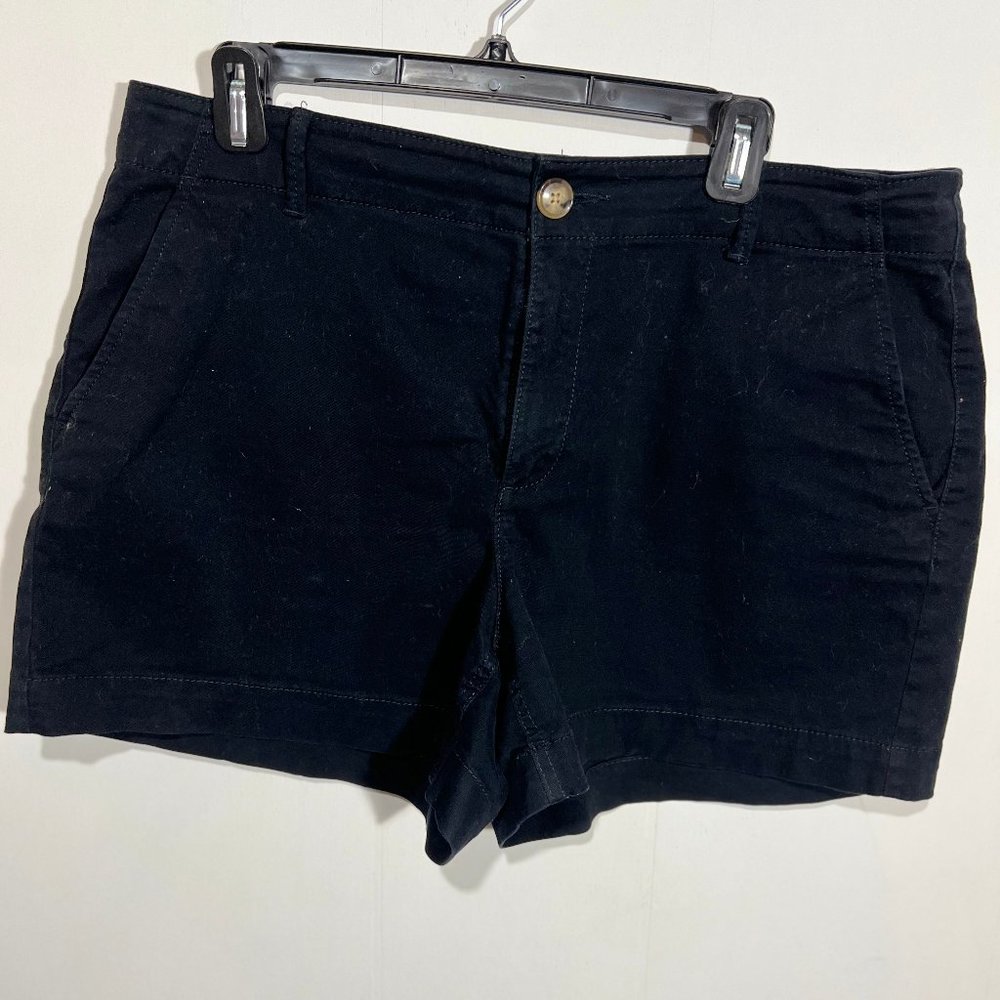 Versatile Comfort: LOFT Washed Twill Short - 4" Length - Size 12 Curvy - Black